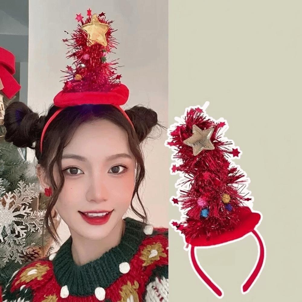 Vibrant Colors Xmas Hair Hoop Star Holiday Headwear Christmas Tree Headband  Adult Women