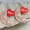 1 Pair 2023 Cut Wooden MOM I LOVE YOU Teardrop Heart Wood Dangle Earrings for Mom Mother Day Gift Novel Wood Jewelry