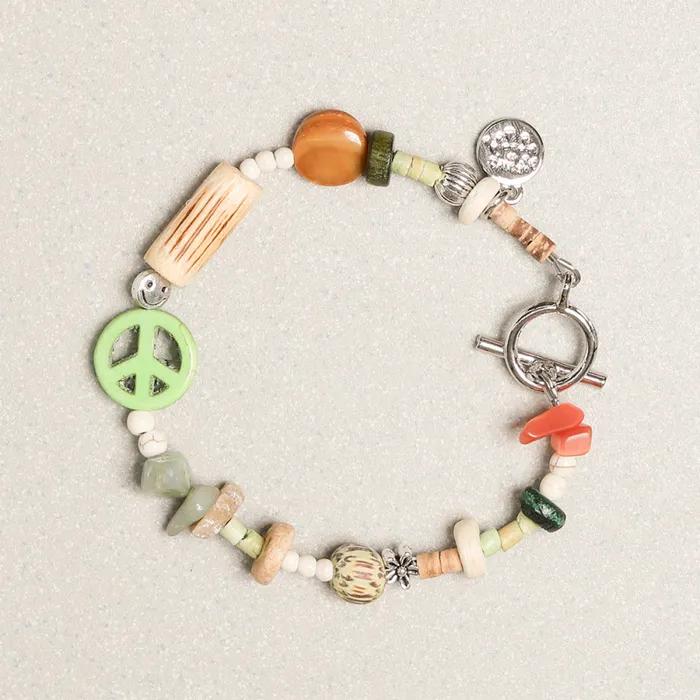 Peace Mark Symbol Bracelet Leaf Green