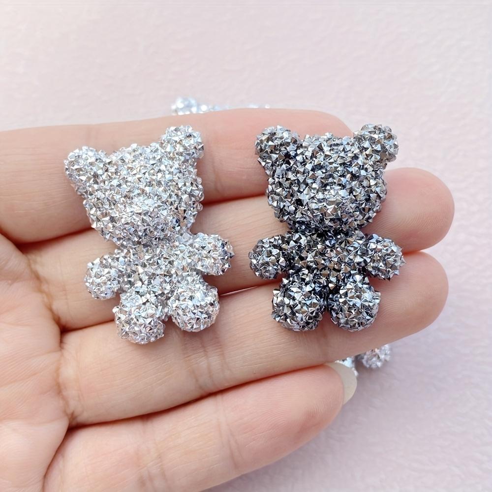 6 Funkelnde Harz-Teddybär-Dekorationen - Niedliche Funkelnde Cartoon-Bären-Dekorationen, Geeignet für DIY-Schmuck, Schlüsselanhänger, Haarspangen