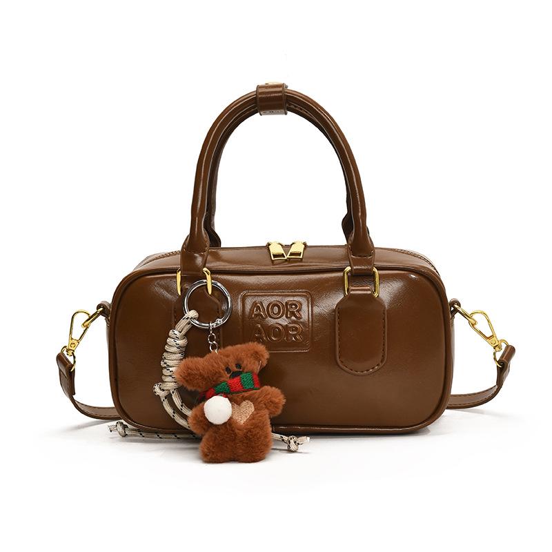 

Ретро сумка-подушка Бостон Осень/Зима 2025: Универсальная женская сумка кроссбоди и на плечо Without Pendant коричневый