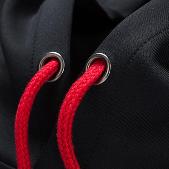 Men Autumn Hoodie Solid Color Letter Pattern Hooded Hat Long Sleeves Loose Streetwear Elastic Cuff Warm Winter Hoodie Men Clothes