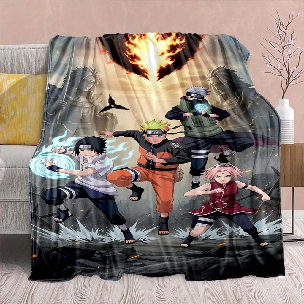 Naruto Anime Flannel Blanket - Soft Warm Perfect for Sofa, Bedding Camping Travel Office Home Decor
