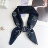 South Korea's New Black Camellia Retro Pattern Silk Scarf Small Square Scarf Spring and Summer Thin Breathable Decorative Scarf Headscarf