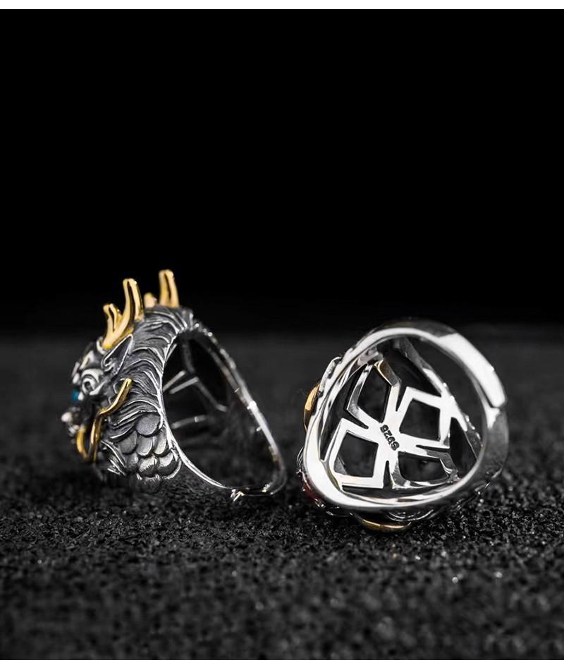 Męski Modny Retro Pierścień Boskiego Smoka – Ręcznie Robiony, Luksusowy Dodatek na Palec Wskazujący