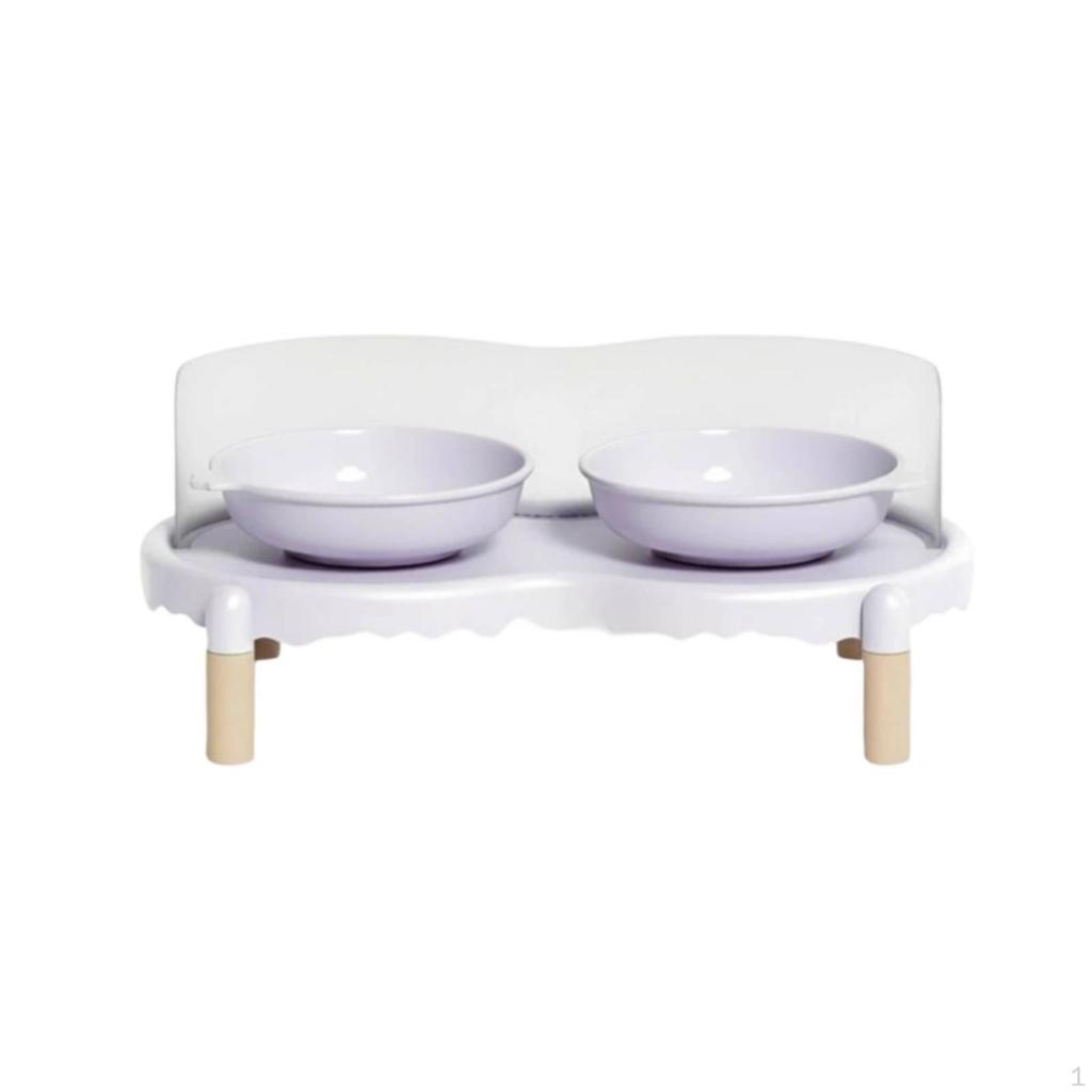 Ceramic Cat Bowl, Double Bowl Feeder, AntiSpill, Raised Stand, Easy To Clean, Multiple Colors Yellow