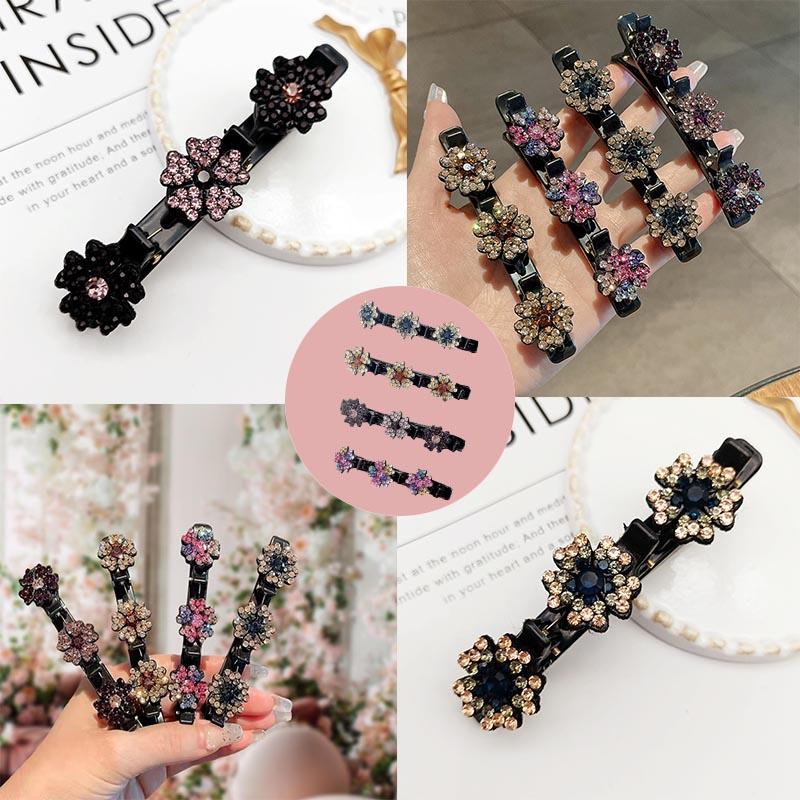 2/4/8Pcs Sparkling Crystal Stone Braided Hair Clips Girls Fashion Women Hair Clips for Thin Thick Curly Hair Small Hair Braid Clips for Home