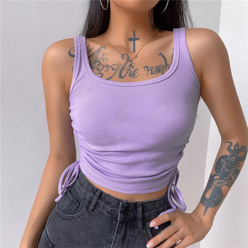 Fashion Sexy Women's Pleated Sling Short Short Vest with Umbilical Strap Bottoming Top
