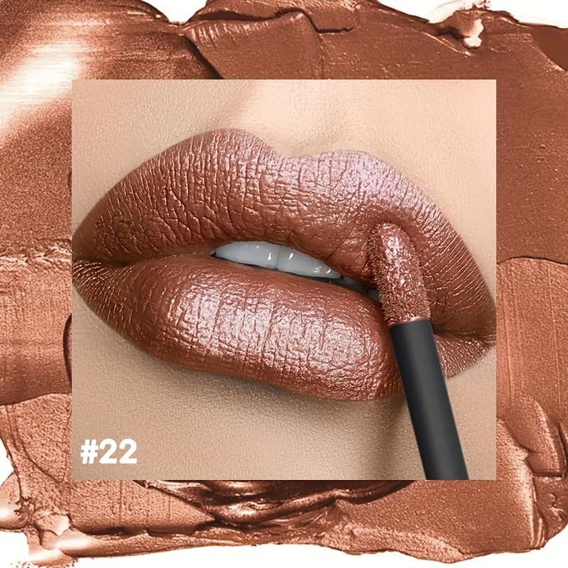Gloss Labial Metálico Alto Brilho, Longa Duração, Fórmula Não Pegajosa, Batom Hidratante Brilho Labial Ideal para Festas, Encontros e Uso Diário
