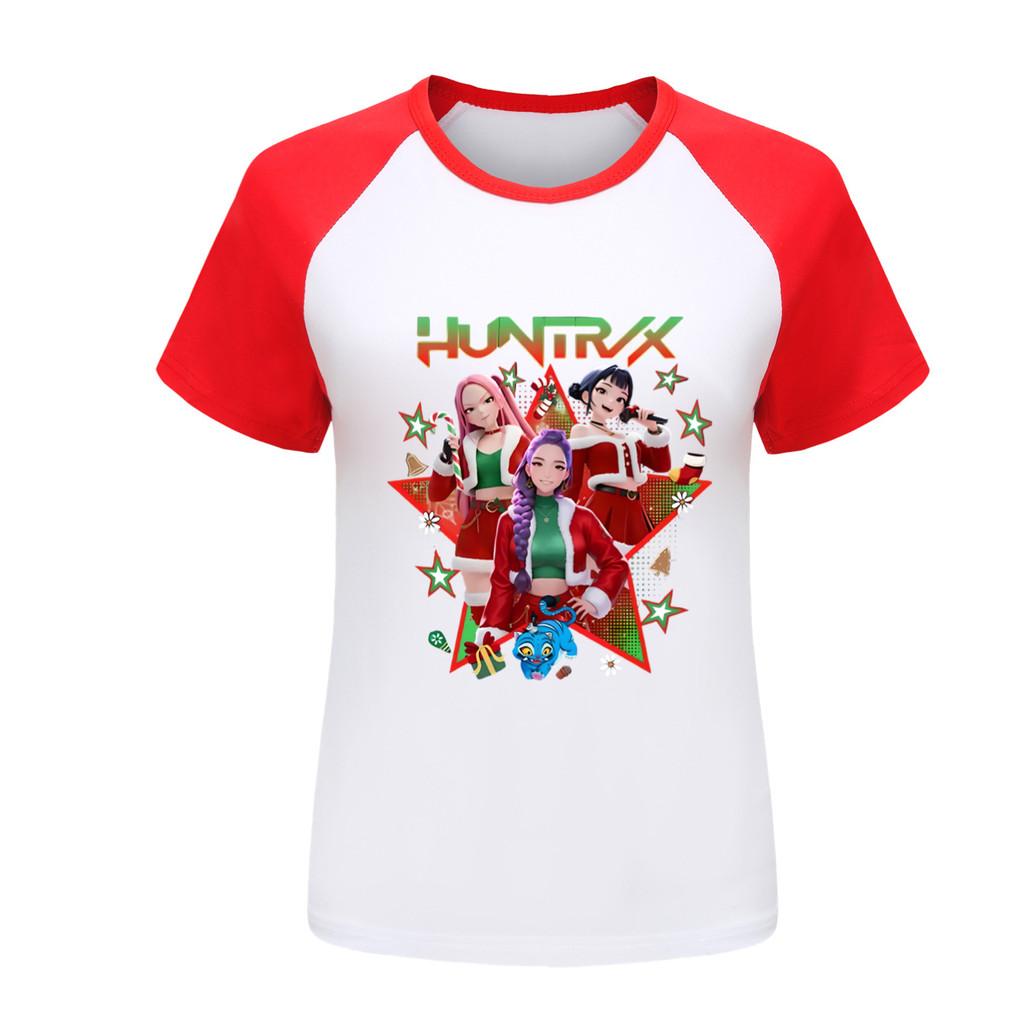 5182 Kids Girls Christmas New Year Rumi Zoey Mira Print Raglan Short Sleeves T-Shirt