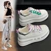 Genuine Leather White Shoes for Women Thick Sole Single Mesh Breathable Inner Height Increase All-match Casual Sneakers
