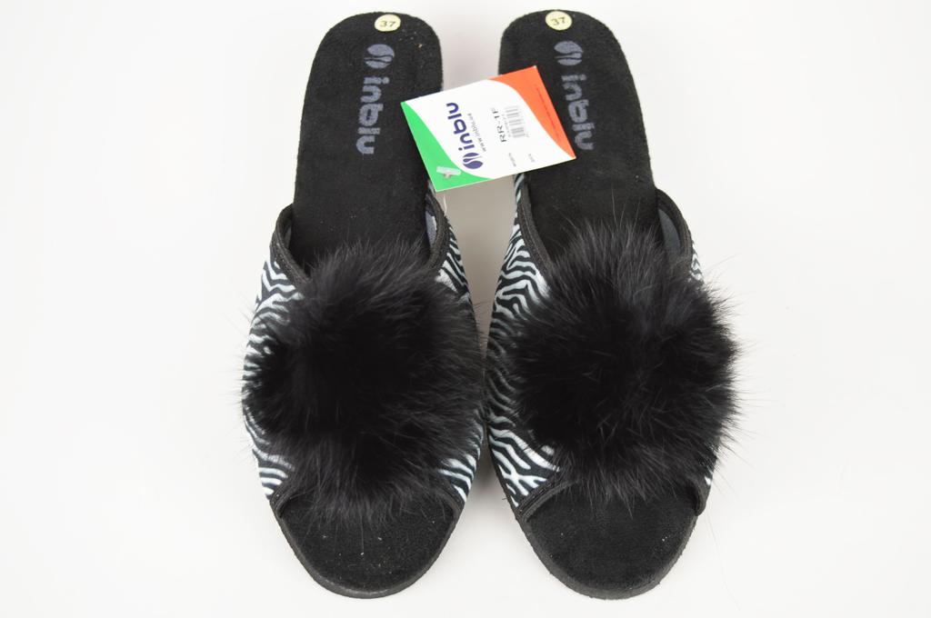 Pantofle na klínku Inblu RR1F 36 Černobílý velur