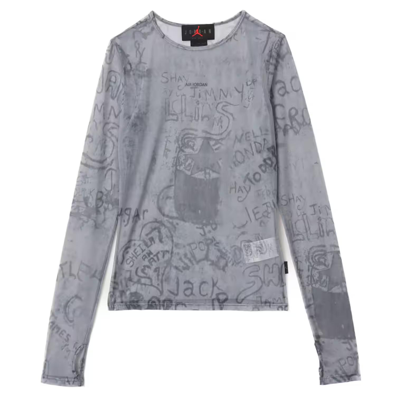 

Jordan Women s Long-Sleeve All-Over Print Top Grey HQ9175-070 XL