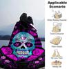 1pc Sugar Skull Roses Throw Blanket Soft Flannel, Cozy All Season Polyester Perfect for Home, Office