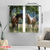 Set Of 2 Flat Printing Curtains Two Horses Versatile Polyester Without Electricity Family Party Decoration Various Room Curtain