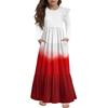 Girls' Tiered Ruffle Dress - Long Sleeve Printed Maxi With Pockets
