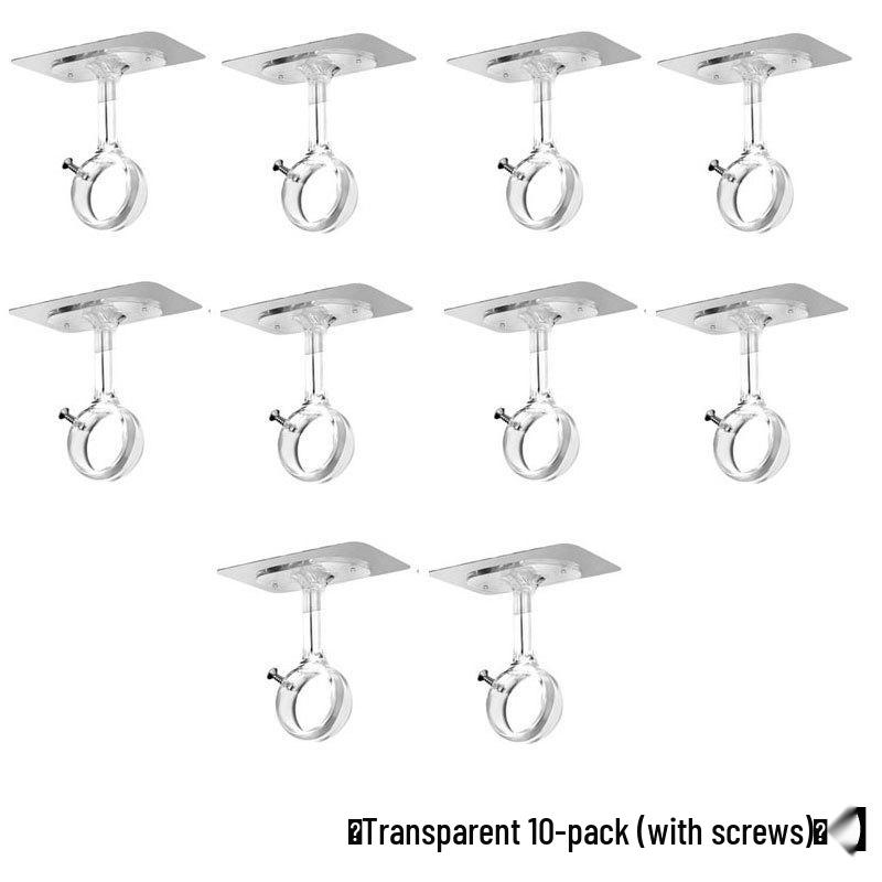 Self-Adhesive No-Drill Ceiling Curtain Rod Hooks & Brackets