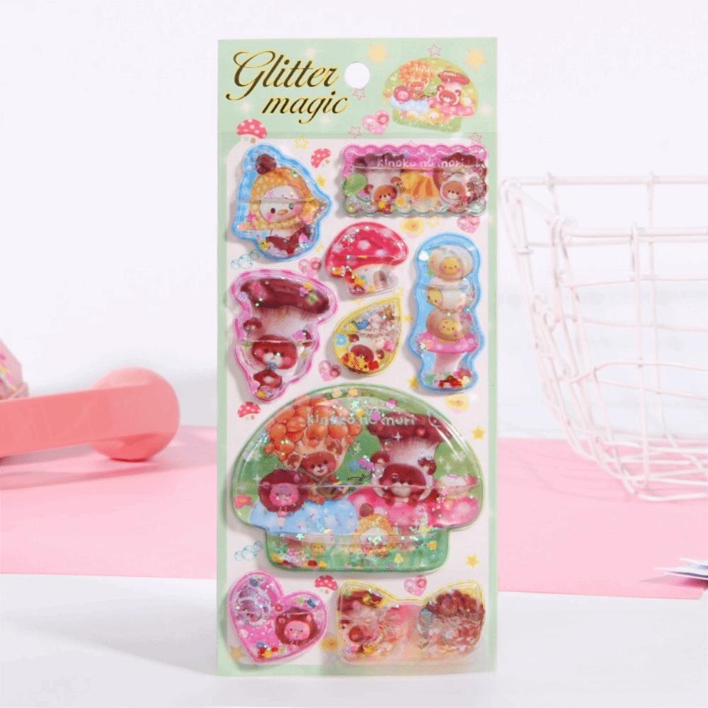 New Sequin Design 3D Shake Sticker PVC Removable Y2K Retro Sticker Kawaii Personalized Design Bear Bunny Sticker