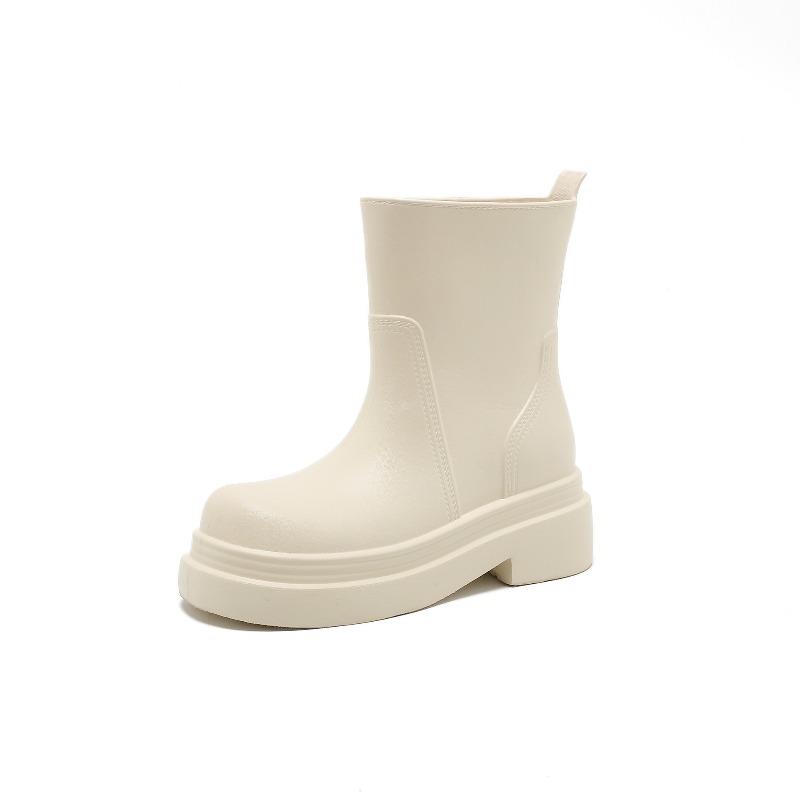 Medium Tube Rain Shoes Water Shoes Women's Rain Boots Thick-soled Adult Fashion Outer Wear Waterproof Outdoor Rainforest Hiking Water Boots Snow Boots