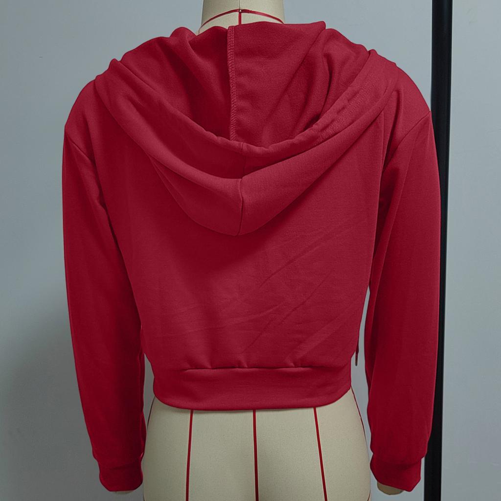 Women's Cropped Hooded Half-Zip Sweatshirt Loose Fit Casual