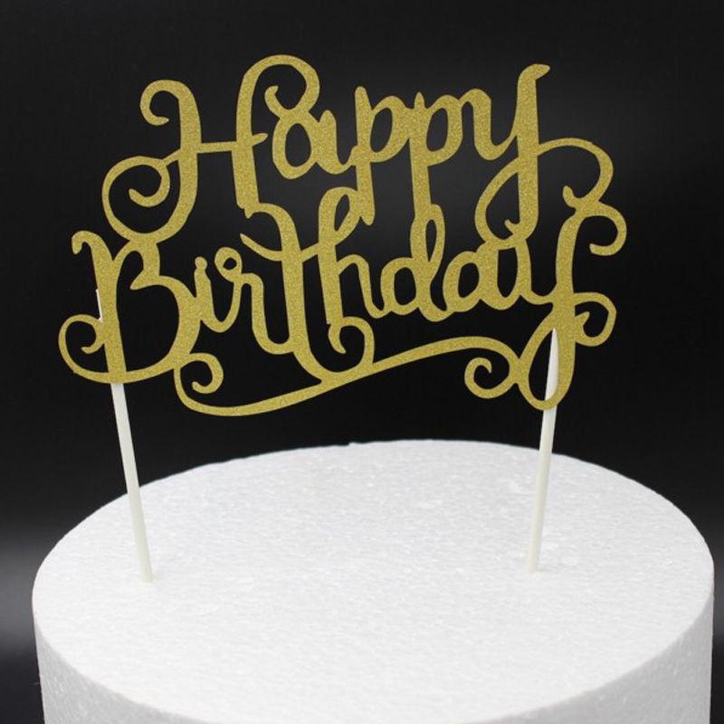 Happy Birthday Candle Party Cake Topper Supplies Decoration GOLD &SILVER SET