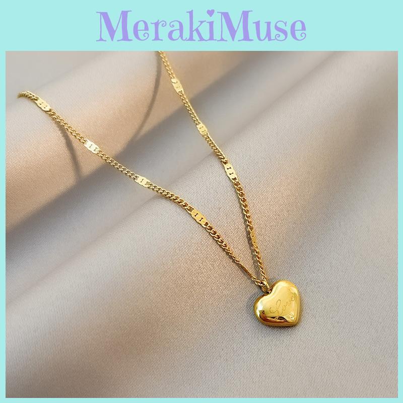 Trendy Titanium Steel Alphabet Pendant Necklace With Heart Shape For Unisex Fashion Accessories