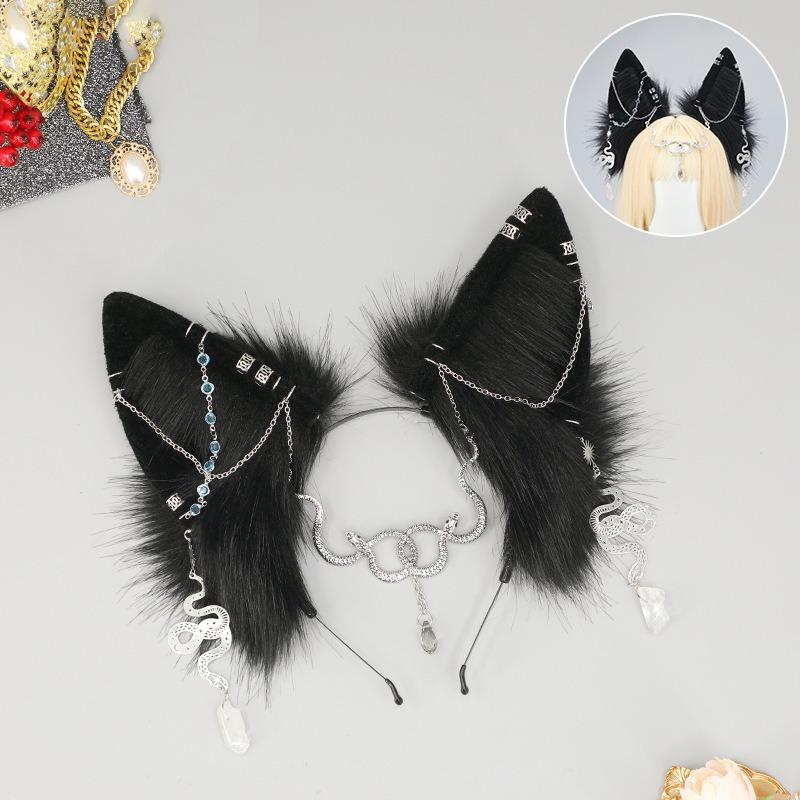Dark Exotic Jackal Ears Headband Anubis Cos Headdress Exotic Jackal Ears KC