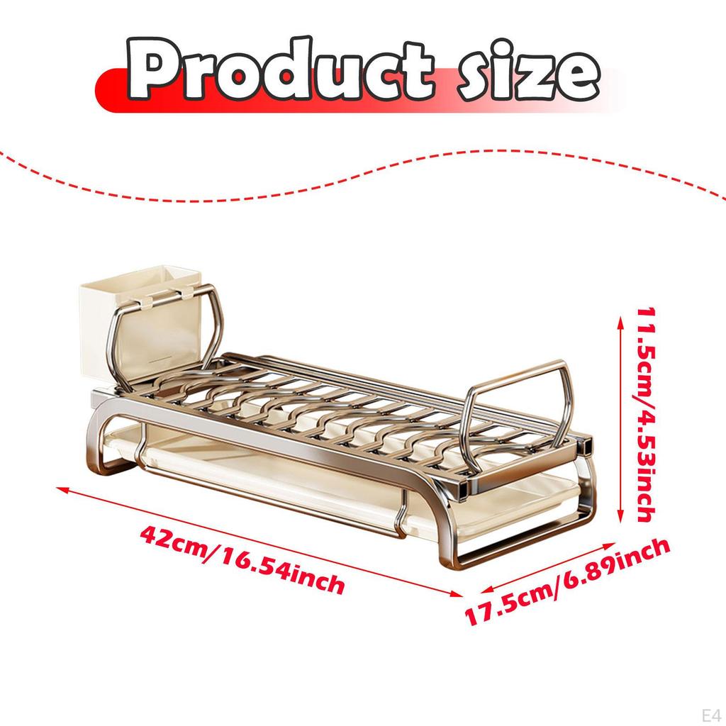 Bowl Rack Drainer with Cutlery Holder Dish Storage for Kitchen Organization