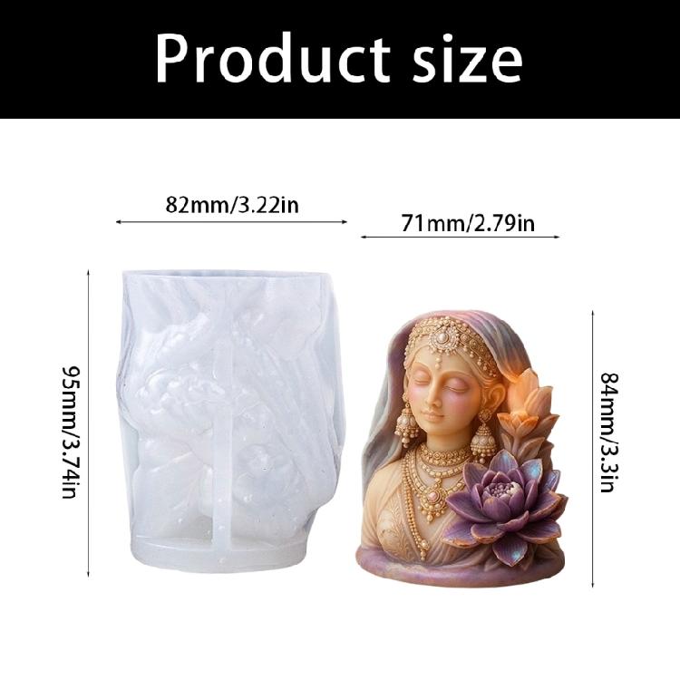 Indian Goddess Statue Silicone Candle Molds Easy Demold For Handmade Candle Soap Chocolate and Home Decoration Resin Art