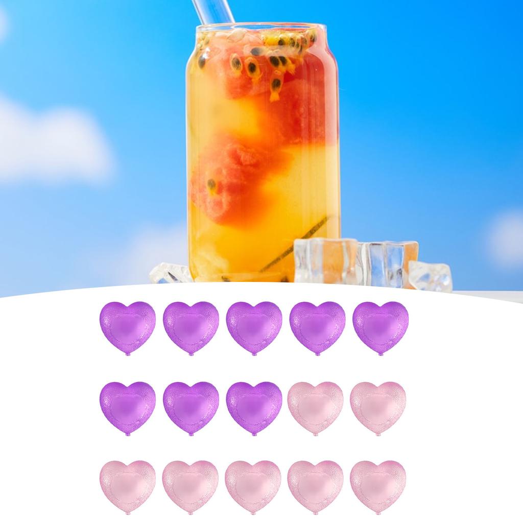 15PCS Reusable Cute Cartoon Heart Shaped Refreezable Washable Plastic S for Making Cold Drink