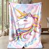 Rainbow Mane Unicorn Theme Blanket Lightweight Warm Flannel Blanket Decorative Throw Blanket for Home Decoration