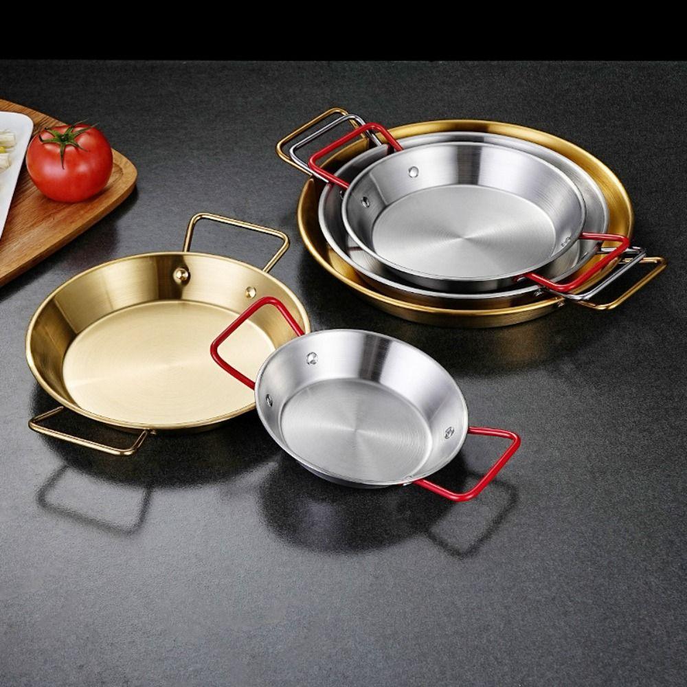 18/20/22/24cm Seafood Plate Flat Bottom Nonstick Surface Frying Pan Corrosion Resistant Thickened Base Food Tray Home Kitchen