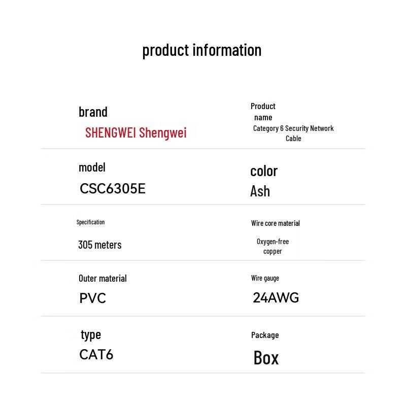 Shenwei CAT6 Unshielded Bulk Ethernet Cable