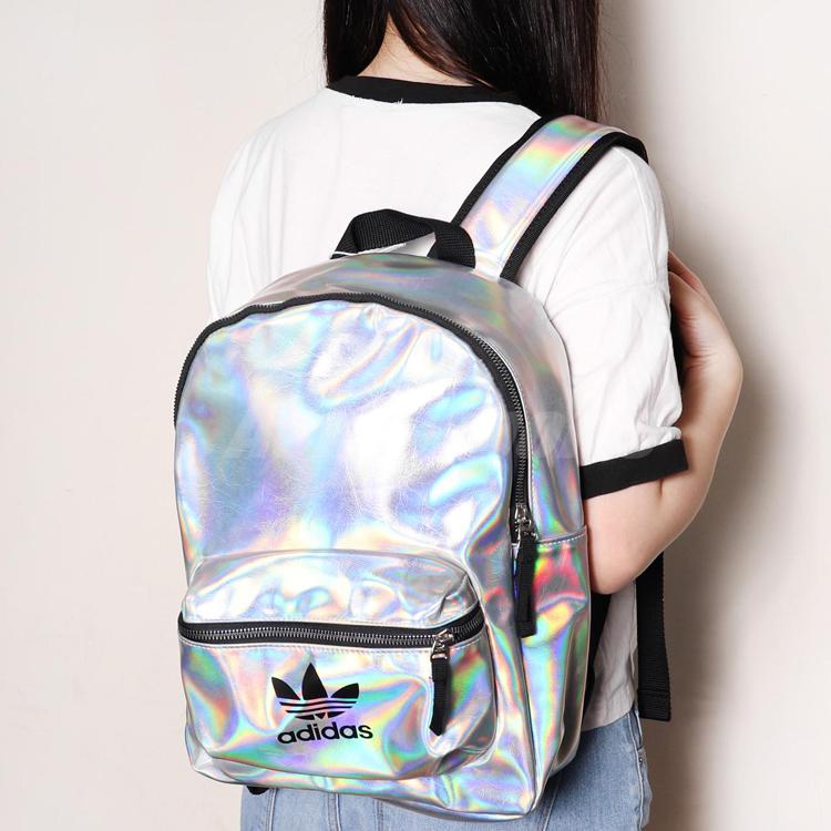Adidas Originals Small Logo Laser Polyurethane Backpack Unisex Backpack Silver FL9631