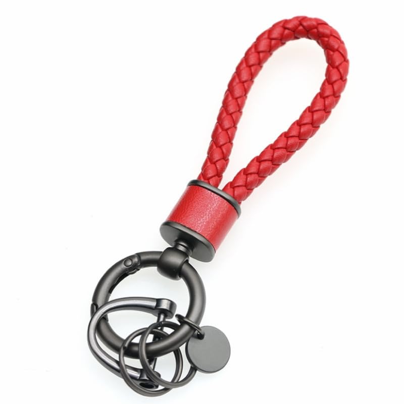 Rockyu Keychain, Men's, Women's, Braided Leather, Car Key Ring, Simple, Stylish, Lightweight, Durable, Gift,