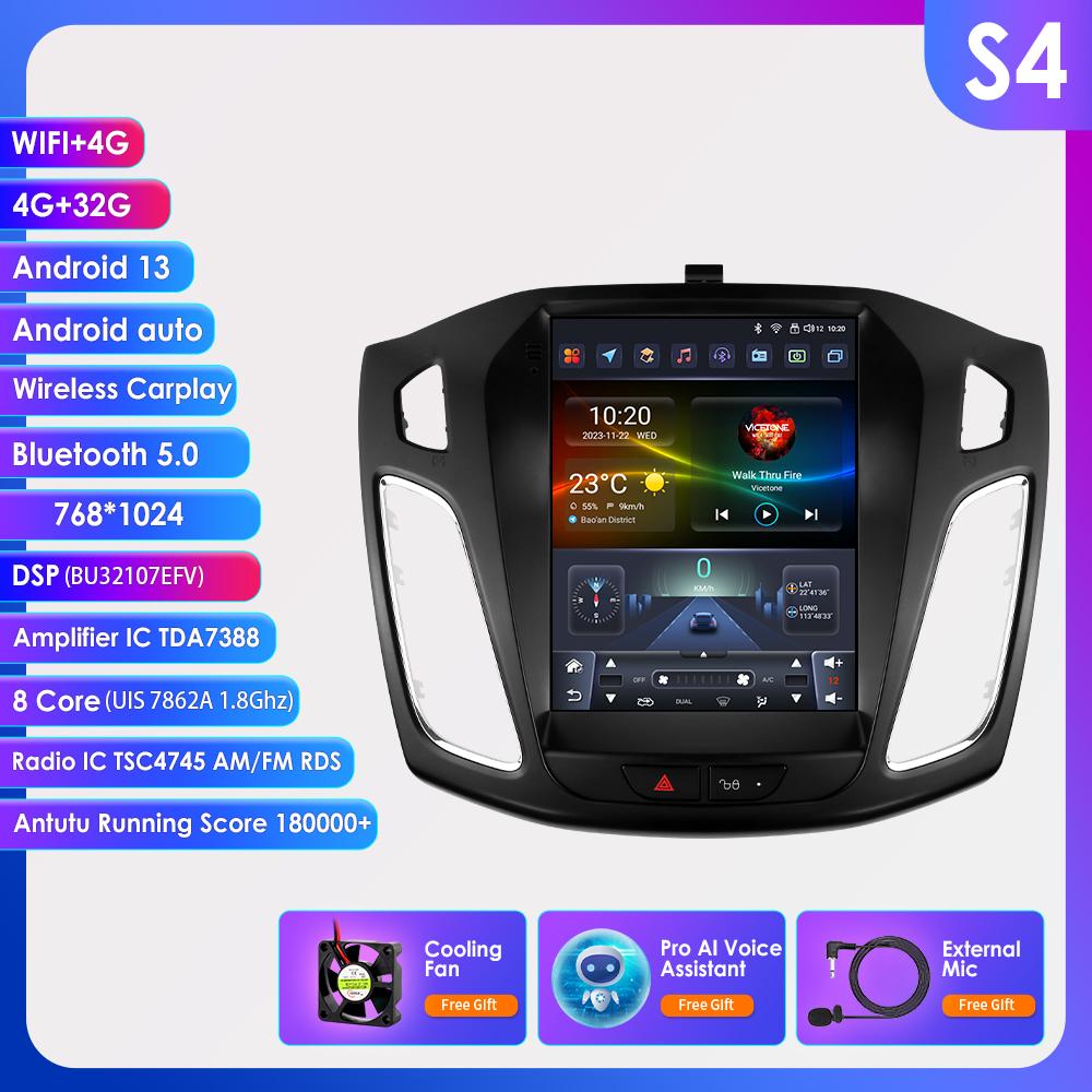 

Hizpo для Tesla Style Carplay Android Автомагнитола для Ford Focus MK3 2012-2018 Мультимедийный Видеоплеер Навигация GPS Автомагнитола Интеллектуальный Экран S4 8Core 4G 32G AI