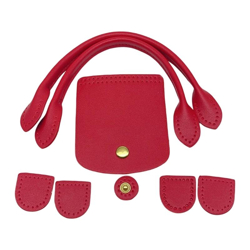 DIY PU Leather Bag Knitting Set Leather Bag Shoulder Strap/Bags Snap Lock/Flap Cover for Crochet Handbag Shoulder Bag