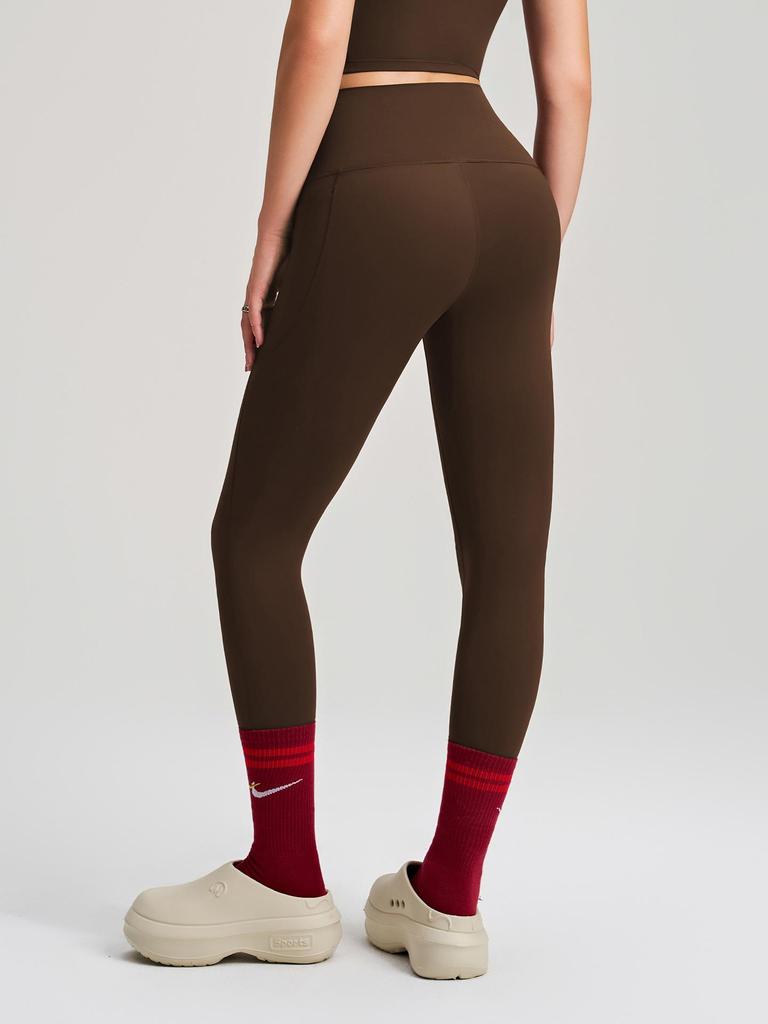 Damen Hochdehnbare Nahtlose Yoga-Hose - Samt, Po-Lifting, mit Taschen