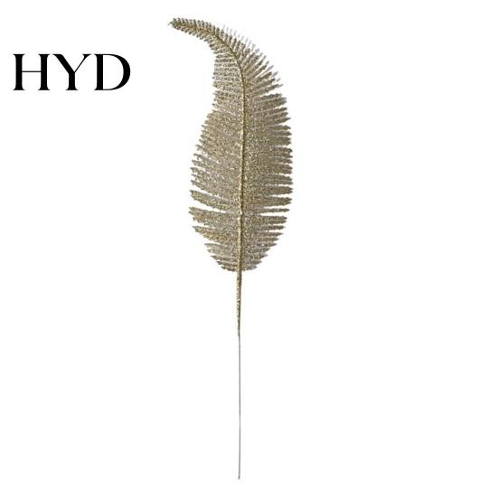 Decoration Fake Leaves Glitter Artificial Leaf with Stem Realistic Golden Green Purple Fern Wedding Party Table Centerpiece Simulated