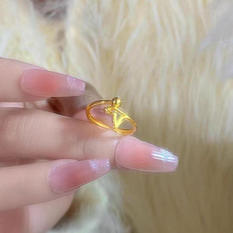Vietnam Gold Fishtail Adjustable Ring - Elegant Hand Jewelry, Perfect Birthday Gift for Girlfriend