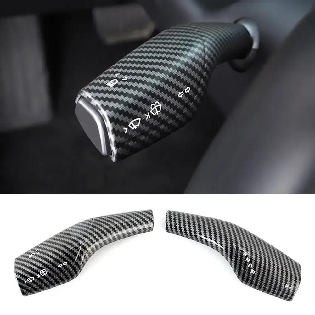 2PCS Car Gear Shift Cover Steering Lever Handle Protection Shifter Shell Shift Knob Cover Accessories For Tesla Model 3 Y