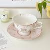 Pink Rabbit Print Vintage Coffee Cup and Saucer Set Ceramic Cup Cute Girls' Afternoon Tea Dim & Saucer