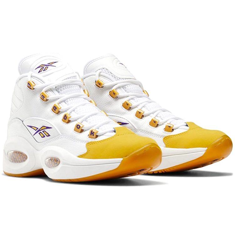 Reebok Question 'Yellow Toe' Mid top Basketball Shoes Unisex White Yellow FX4278