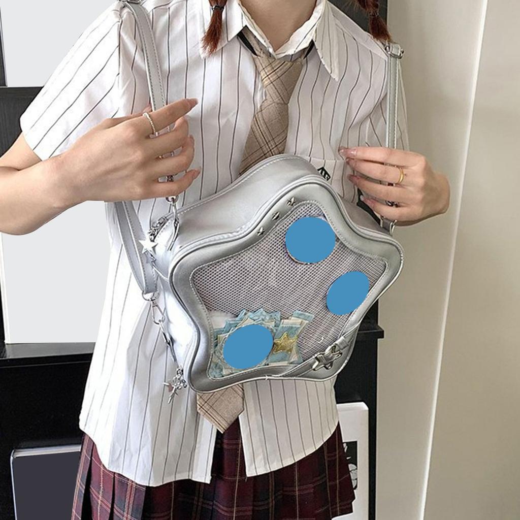 Sternförmige Ita-Tasche Mehrzweck-Rucksack Umhängetasche Schultertaschen für Anime-Ausstellung PU-Leder Tagesrucksack Satchels