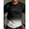 Summer Round Neck 3D Gradient Letters Print Top Fashionable Casual Short Sleeved Men's T-shirts