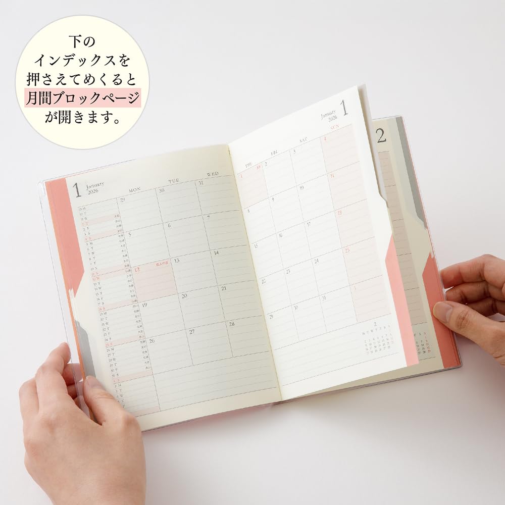 Midori Double Schedule Planner, 2026, B6, Monthly, Limited Edition, Bookmark Included, To Do, Orange, 22387006 (Starts October 2025)