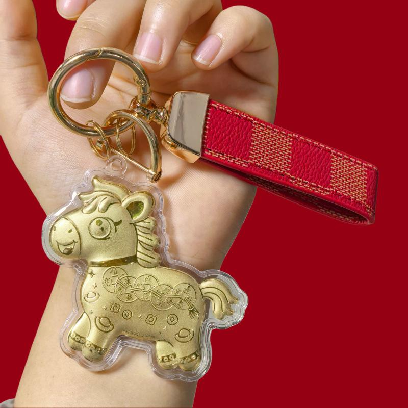 999 Pure Gold Year of the Horse Keychain Bag Charm & Mobile Phone Lanyard - Perfect Birthday Gift