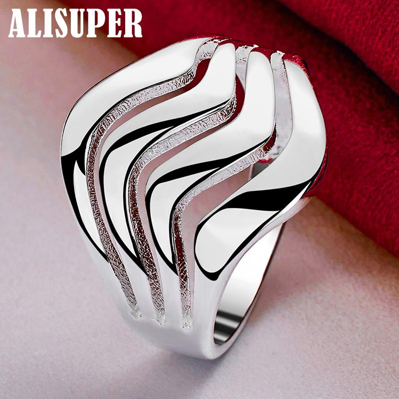 Šperky z hladkého prsteňa 925 Sterling Silver so štyrmi radmi
