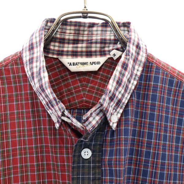 A Bathing Ape Check Pattern Short Sleeve Button Down Shirt M Men's Used