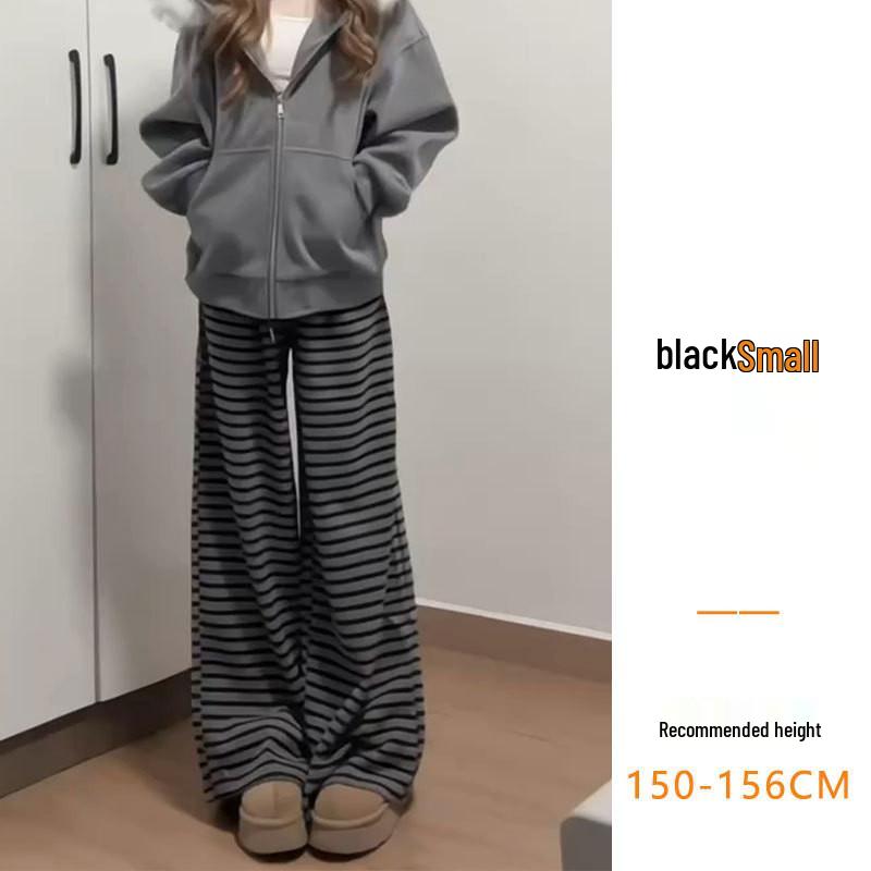 145 Striped Sticky Rice Pants for Women - Autumn/Winter 2026 Collection - Short Height, Thickened Casual Pants for a Visually Taller Look